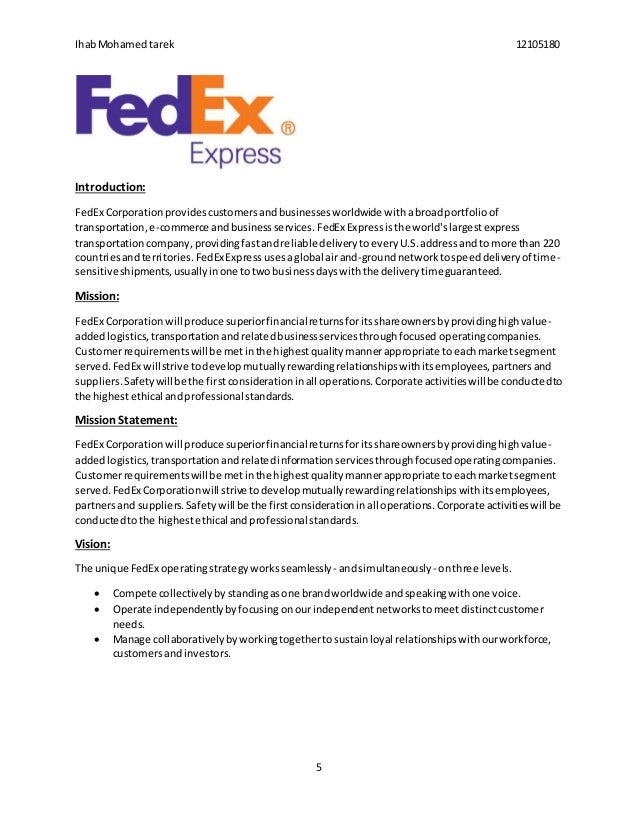 fedex executive summary